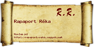Rapaport Réka névjegykártya
