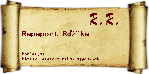 Rapaport Réka névjegykártya